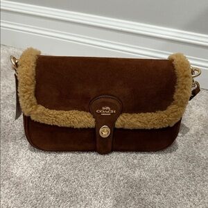 Coach Tan Shearling Crossbody Bag